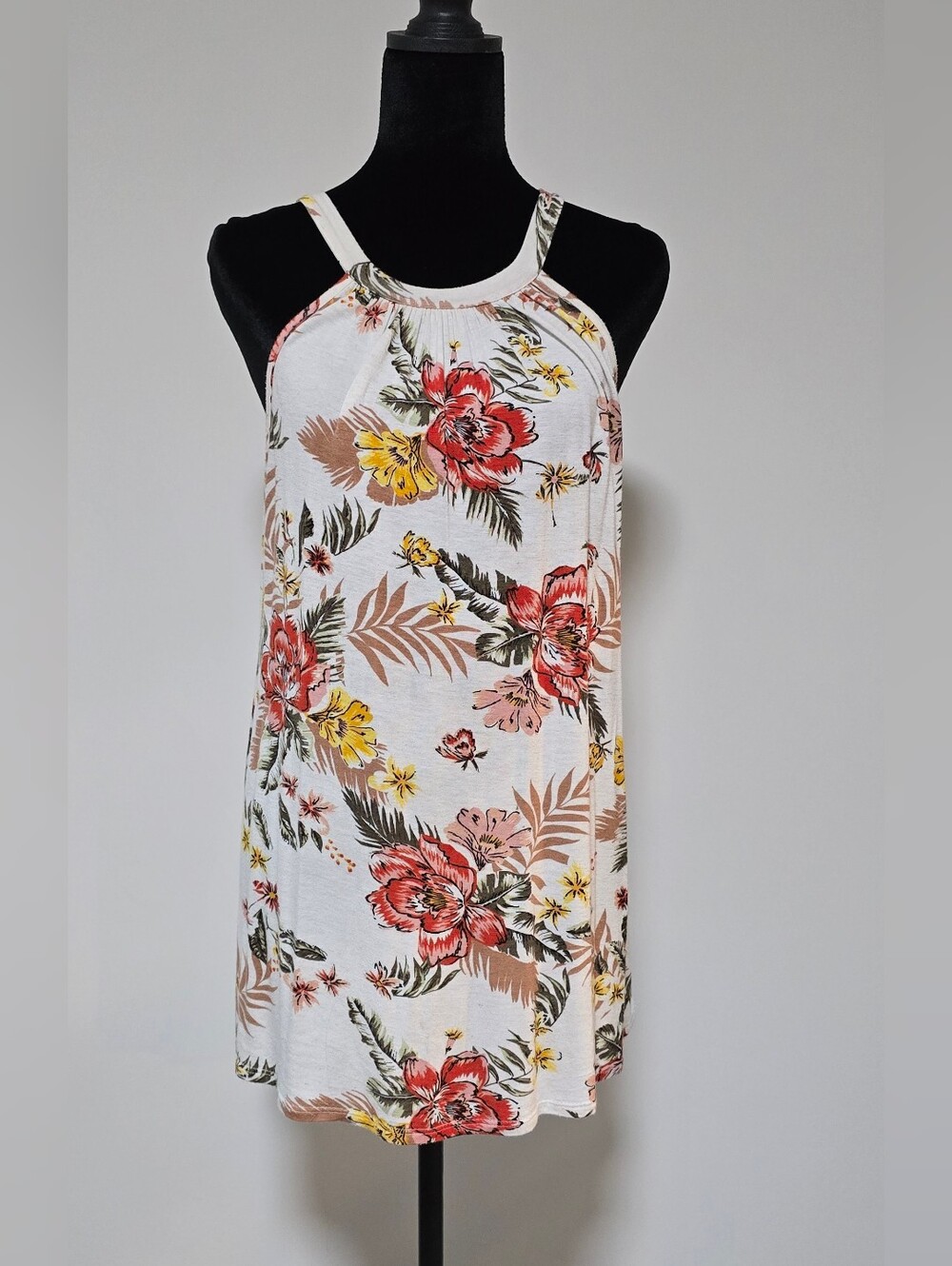Loveappella White Camisole with Red & Yellow Floral Print